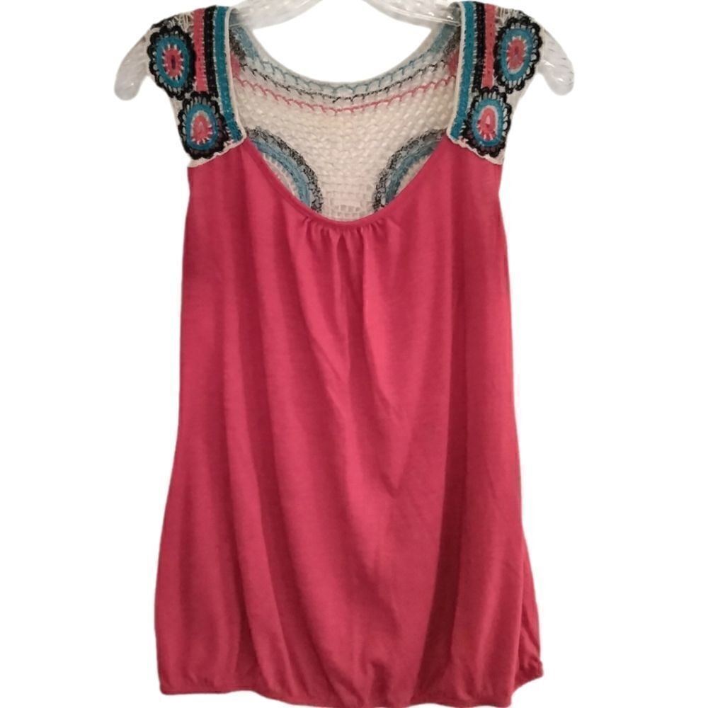 Cato Summer Top Embroidered Back Size M Red Blue Black